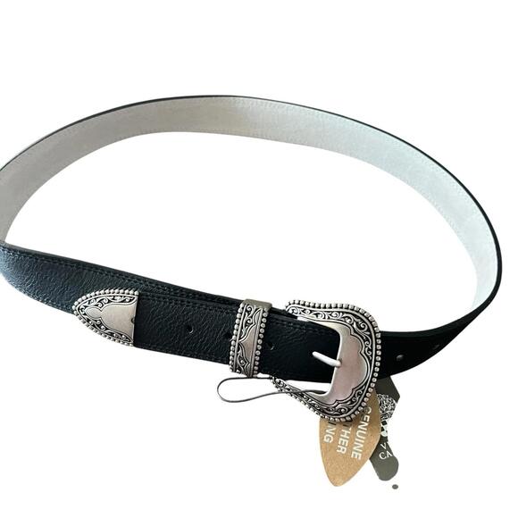 Vince Camuto Black Leather Belt Size L 44” - Picture 1 of 6